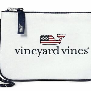 VINEYARD VINES White US Flag Nautical White Blue Canvas Wristlet Wallet Purse